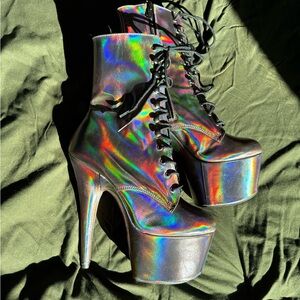 Holographic Platform Pleaser Boots
